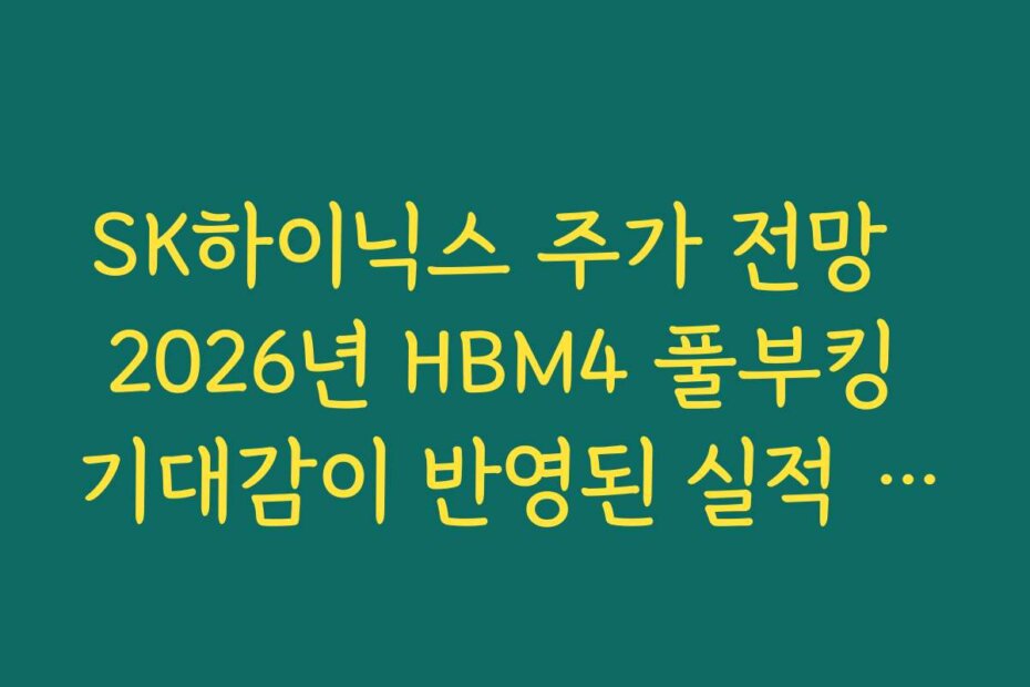 SK하이닉스 주가 전망  2026년 HBM4 풀부킹 기대감이 반영된 실적 전망 핵심 정리