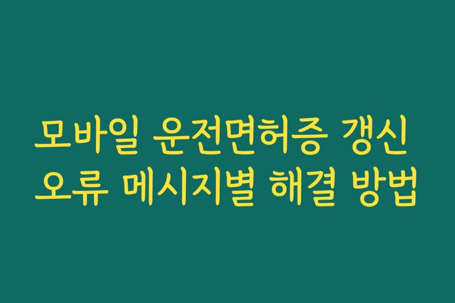 모바일 운전면허증 갱신 오류 메시지별 해결 방법