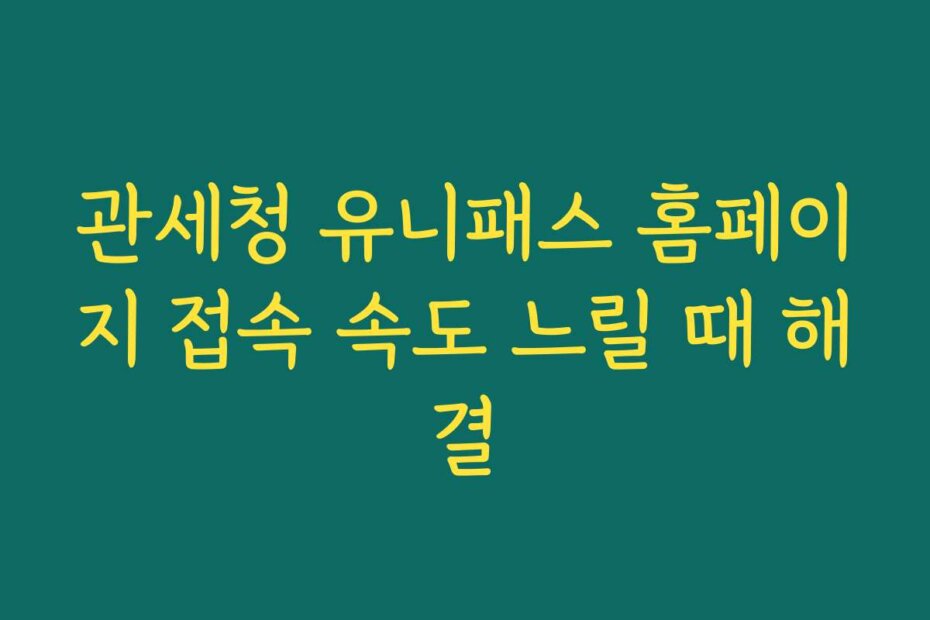 관세청 유니패스 홈페이지 접속 속도 느릴 때 해결