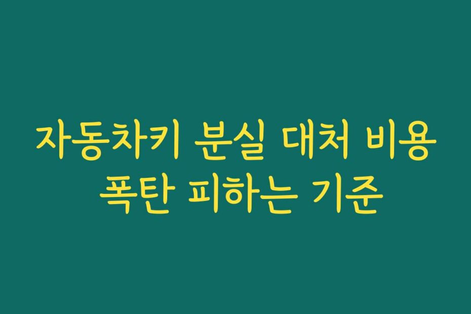 자동차키 분실 대처 비용 폭탄 피하는 기준
