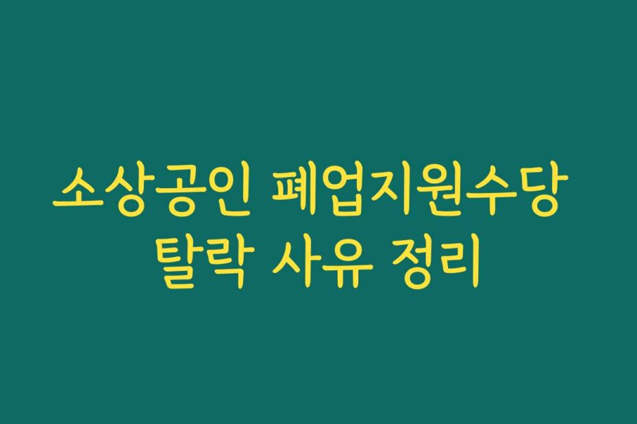 소상공인 폐업지원수당 탈락 사유 정리