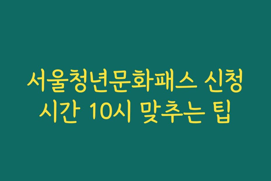 서울청년문화패스 신청시간 10시 맞추는 팁