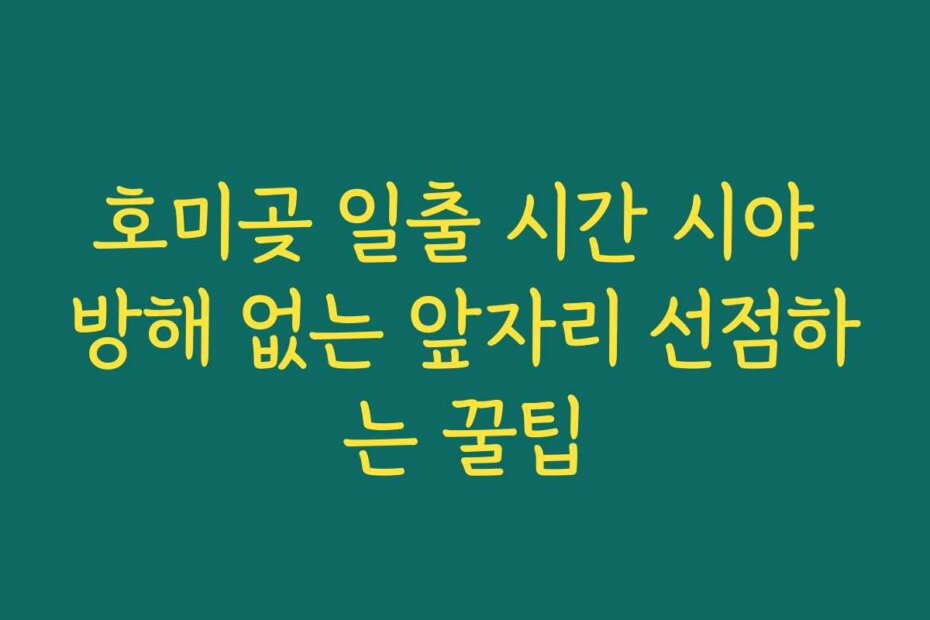 호미곶 일출 시간 시야 방해 없는 앞자리 선점하는 꿀팁
