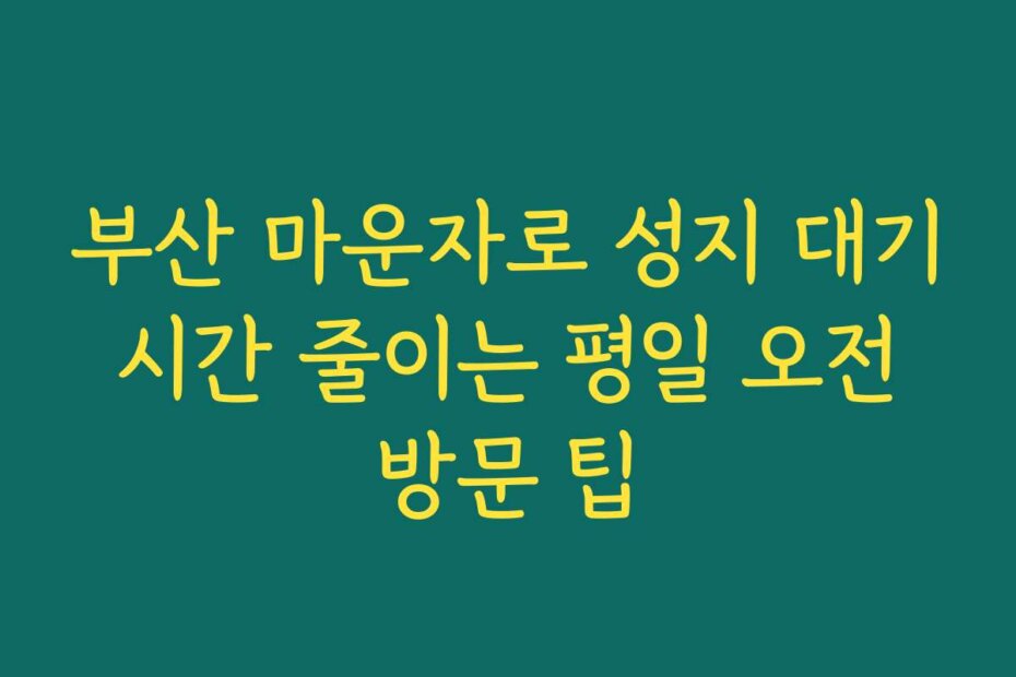 부산 마운자로 성지 대기 시간 줄이는 평일 오전 방문 팁
