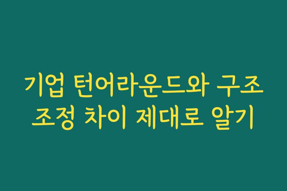 기업 턴어라운드와 구조조정 차이 제대로 알기