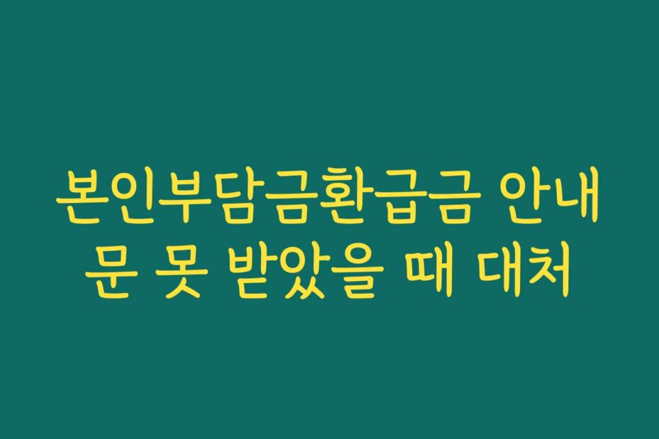 본인부담금환급금 안내문 못 받았을 때 대처