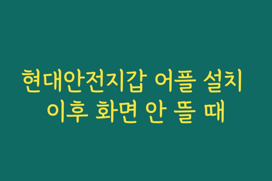 현대안전지갑 어플 설치 이후 화면 안 뜰 때