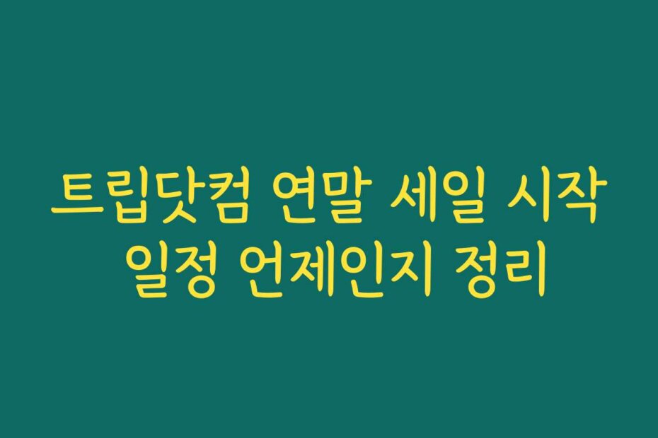 트립닷컴 연말 세일 시작 일정 언제인지 정리