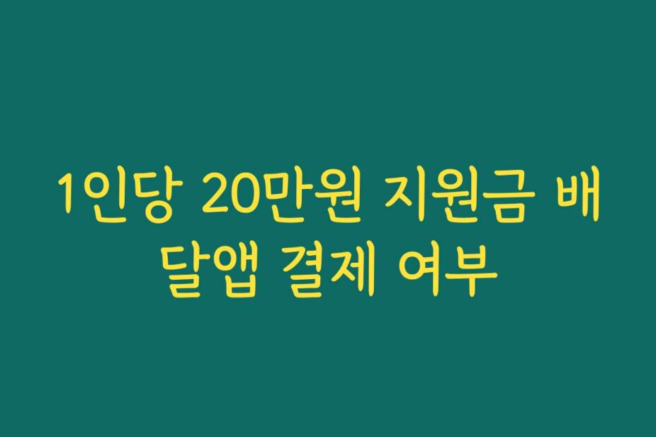 1인당 20만원 지원금 배달앱 결제 여부