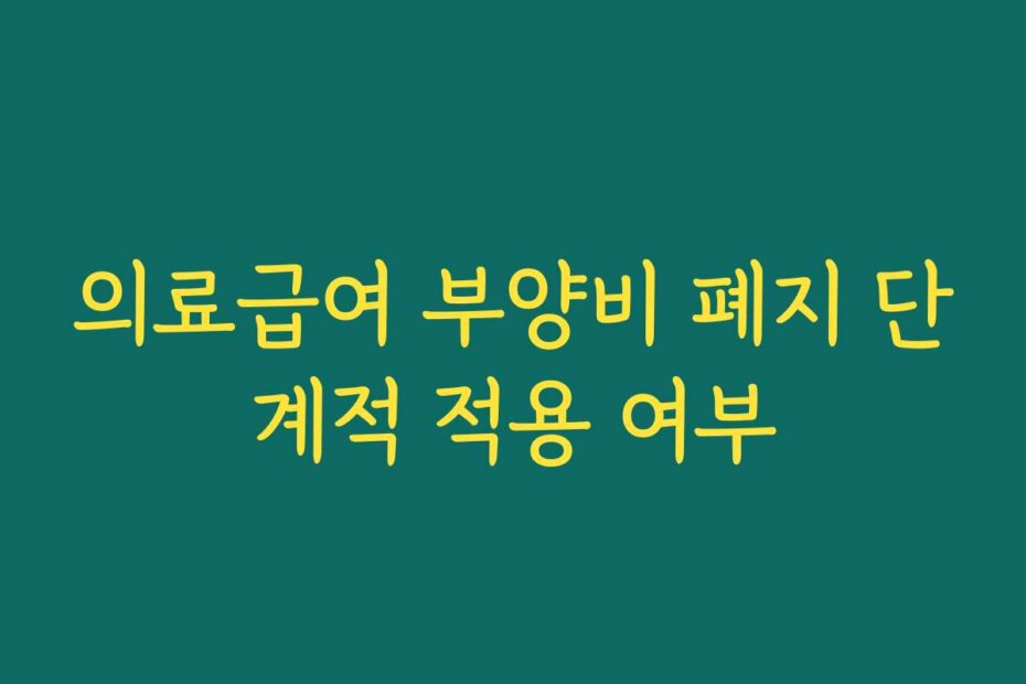 의료급여 부양비 폐지 단계적 적용 여부