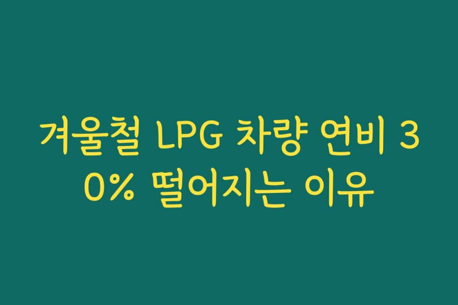 겨울철 LPG 차량 연비 30% 떨어지는 이유