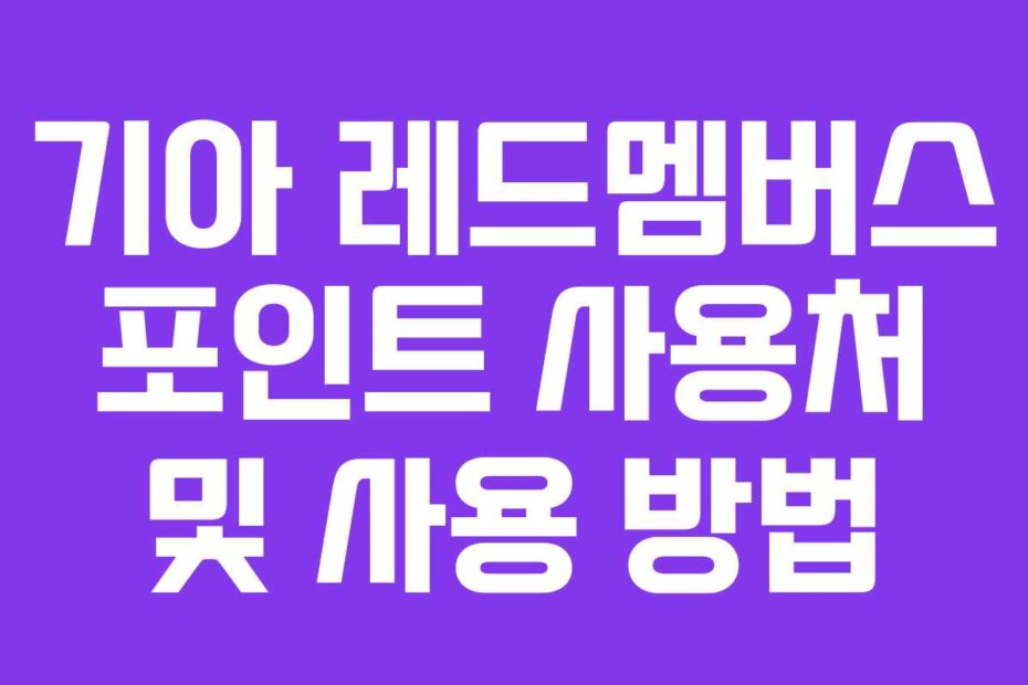 기아 레드멤버스 포인트 사용처 및 사용 방법