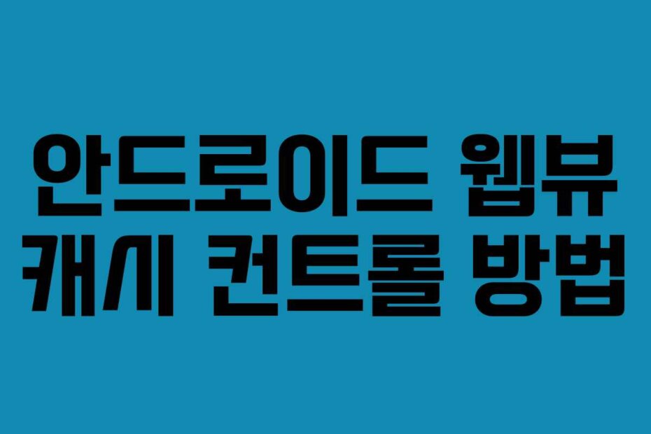 안드로이드 웹뷰 캐시 컨트롤 방법