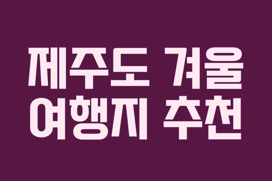 제주도 겨울 여행지 추천
