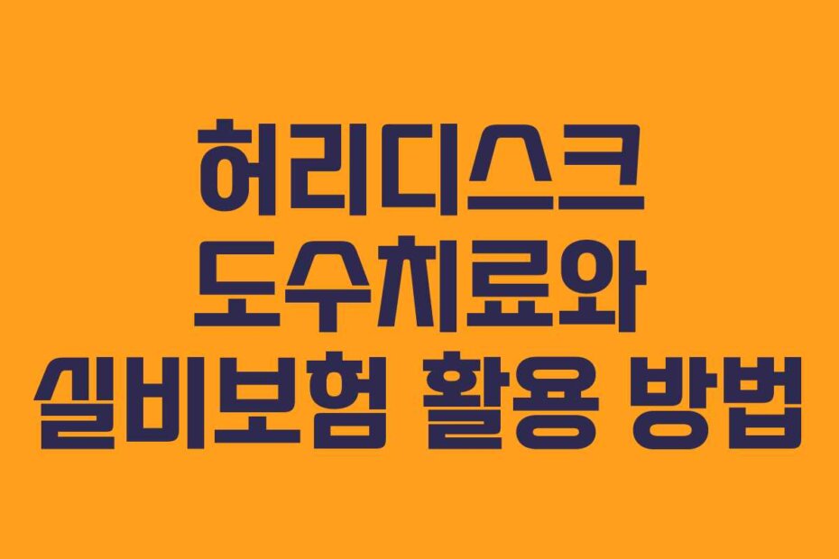 허리디스크 도수치료와 실비보험 활용 방법