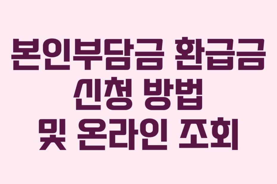 본인부담금 환급금 신청 방법 및 온라인 조회