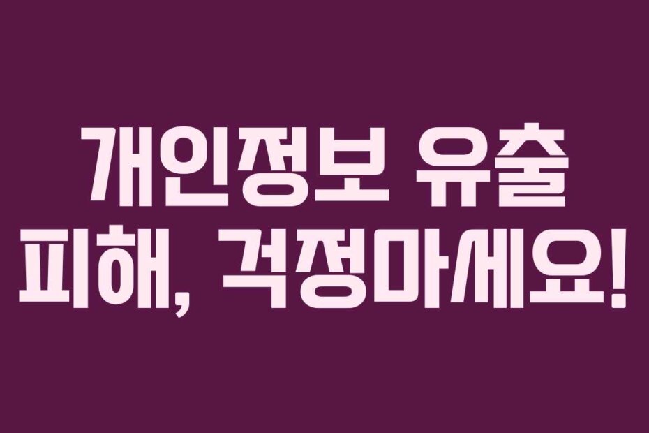 개인정보 유출 피해, 걱정마세요!