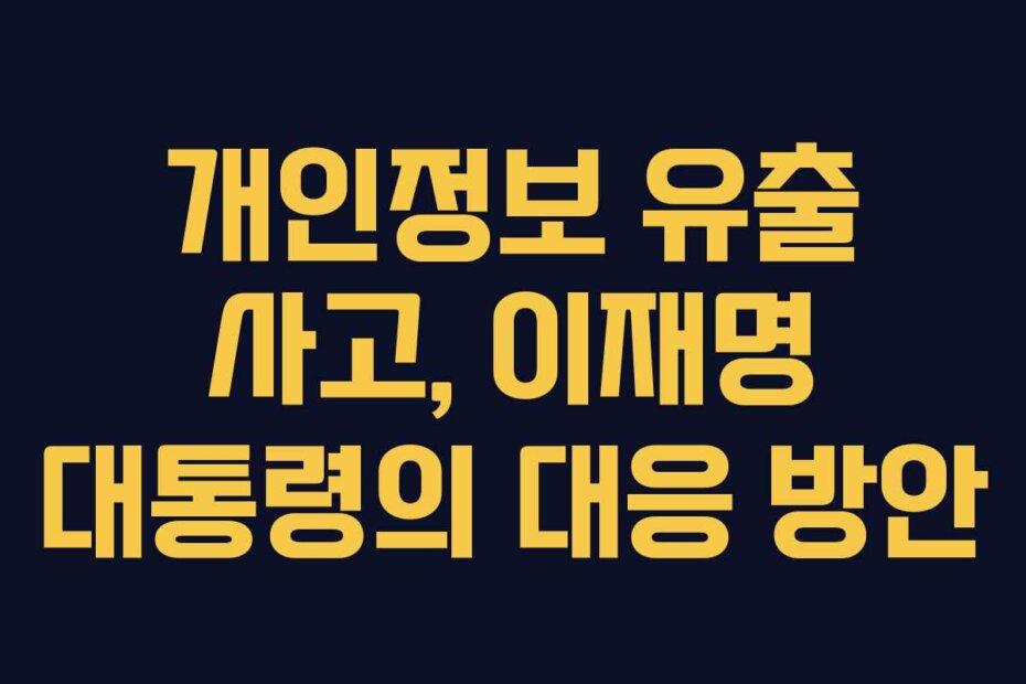 개인정보 유출 사고, 이재명 대통령의 대응 방안
