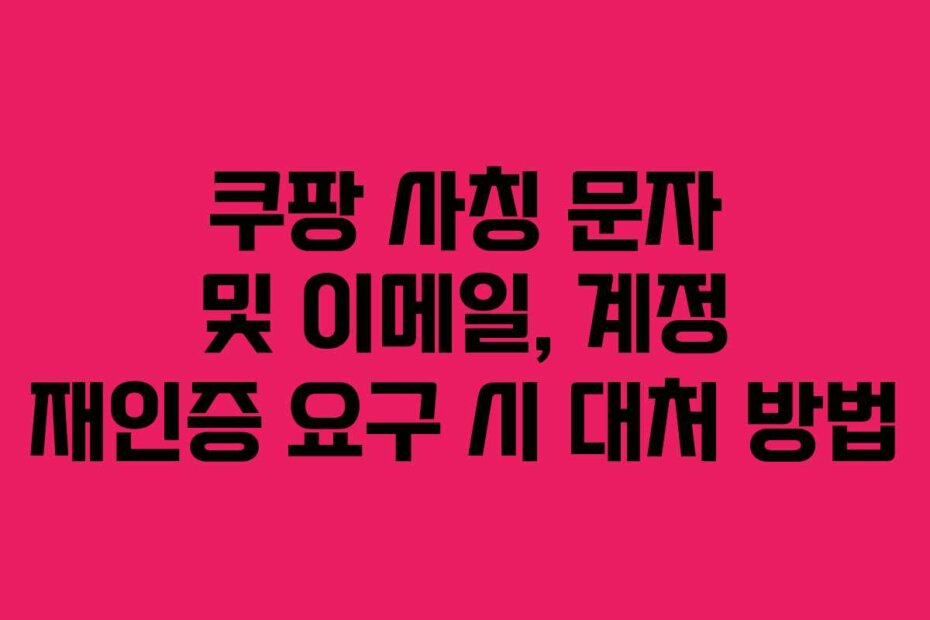 쿠팡 사칭 문자 및 이메일, 계정 재인증 요구 시 대처 방법