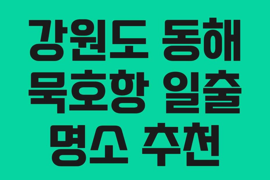 강원도 동해 묵호항 일출 명소 추천
