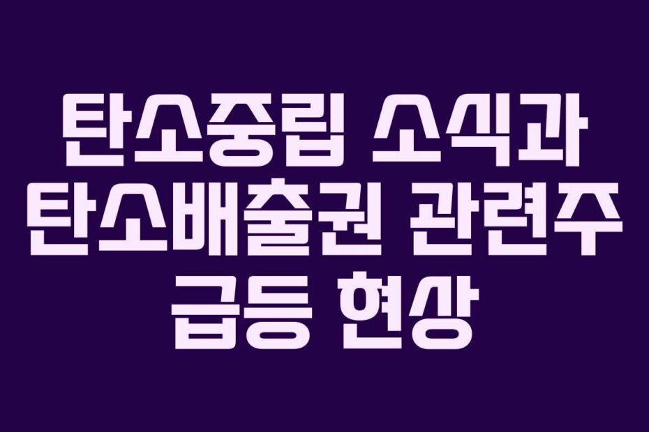 탄소중립 소식과 탄소배출권 관련주 급등 현상