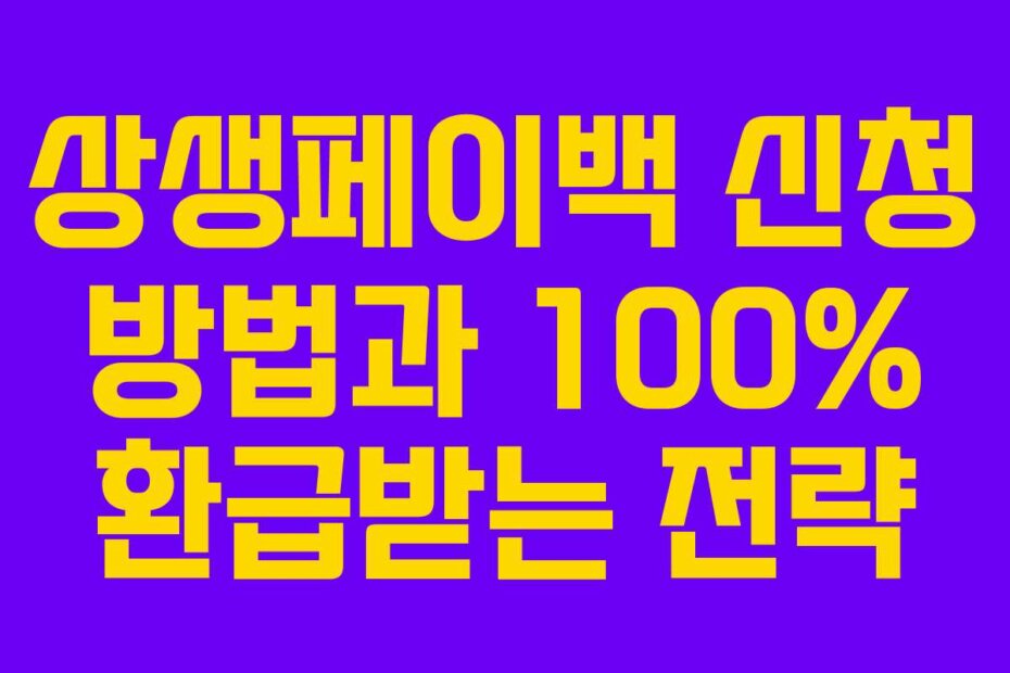 상생페이백 신청 방법과 100% 환급받는 전략