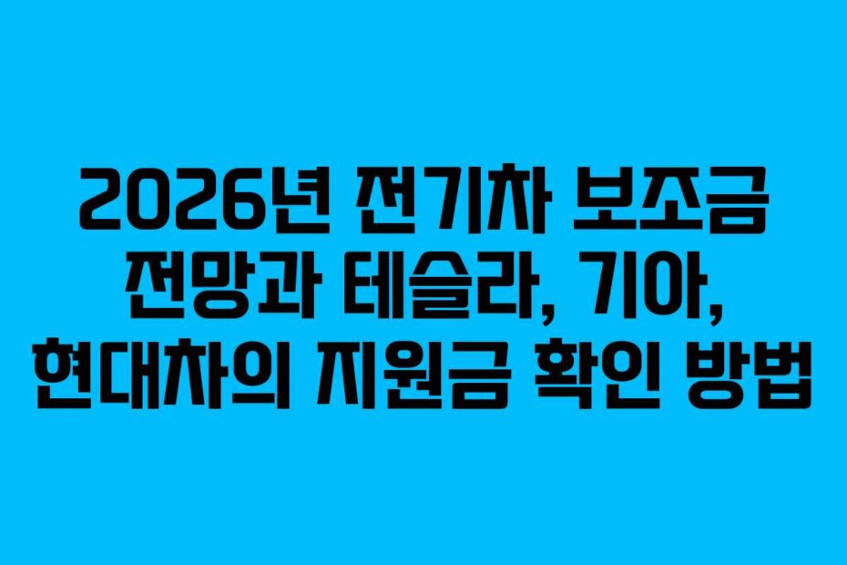 2026년 전기차 보조금 전망과 테슬라, 기아, 현대차의 지원금 확인 방법