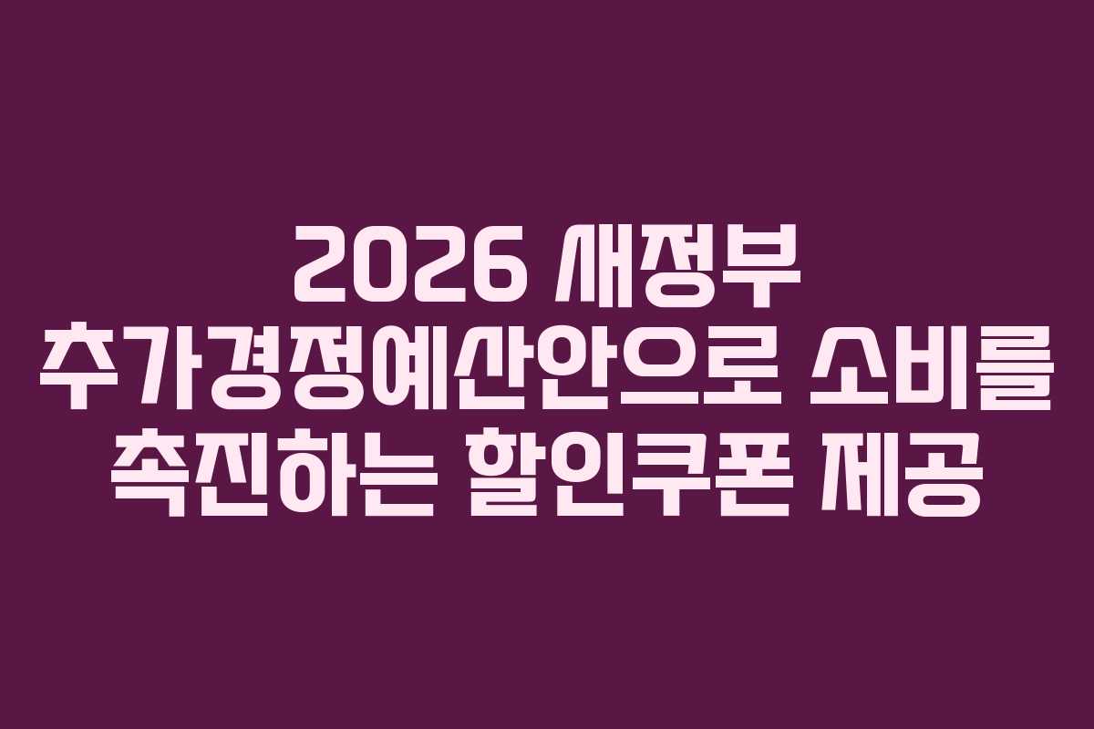 2026 새정부 추가경정예산안으로 소비를 촉진하는 할인쿠폰 제공