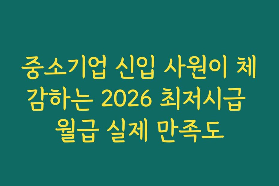 중소기업 신입 사원이 체감하는 2026 최저시급 월급 실제 만족도