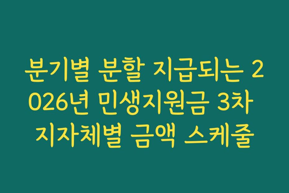 분기별 분할 지급되는 2026년 민생지원금 3차 지자체별 금액 스케줄