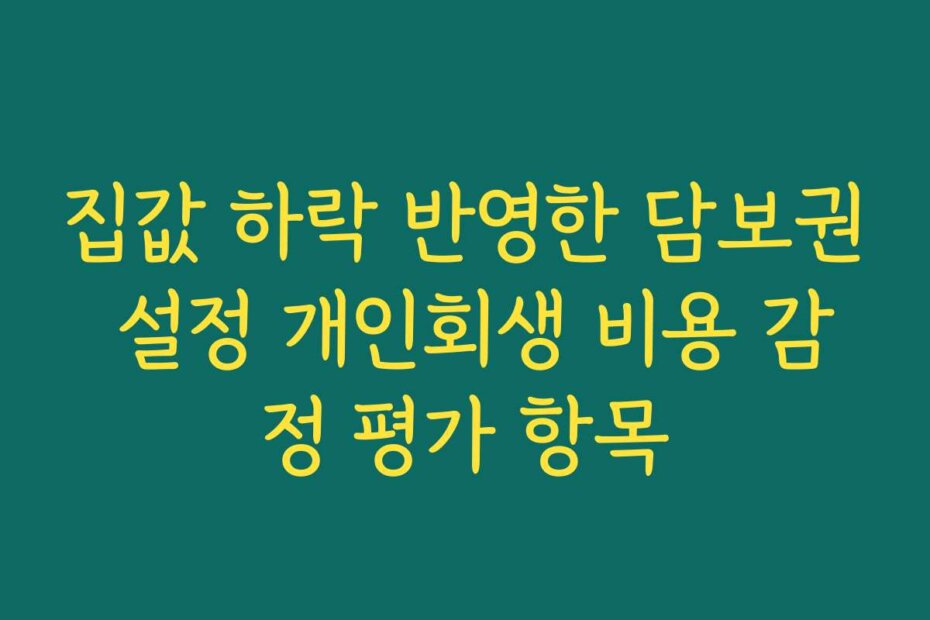 집값 하락 반영한 담보권 설정 개인회생 비용 감정 평가 항목