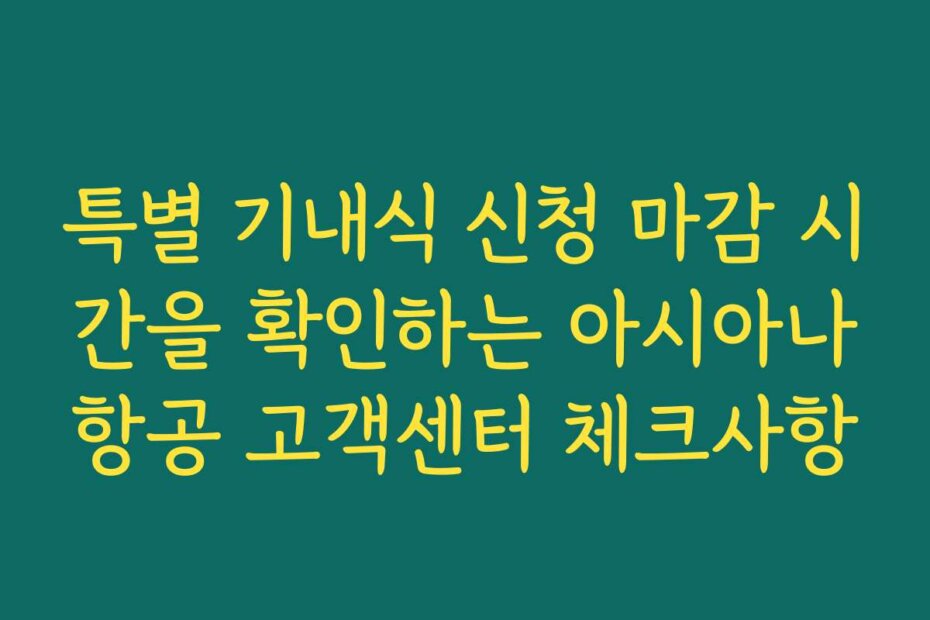 특별 기내식 신청 마감 시간을 확인하는 아시아나항공 고객센터 체크사항