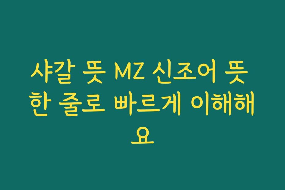 샤갈 뜻 MZ 신조어 뜻 한 줄로 빠르게 이해해요