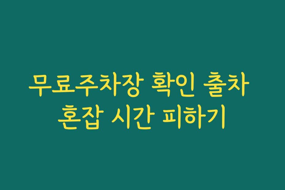 무료주차장 확인 출차 혼잡 시간 피하기