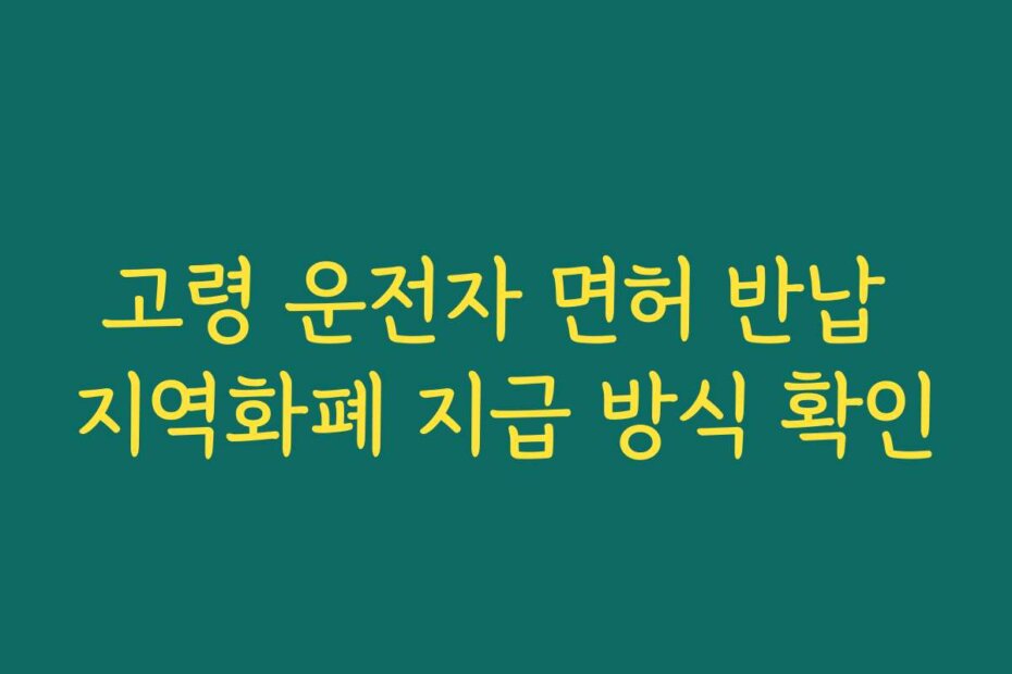 고령 운전자 면허 반납 지역화폐 지급 방식 확인