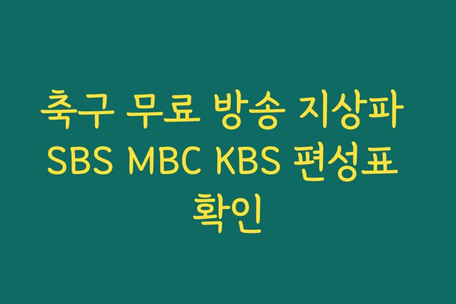 축구 무료 방송 지상파 SBS MBC KBS 편성표 확인