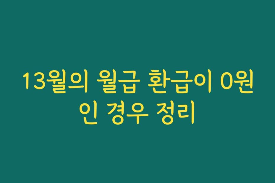 13월의 월급 환급이 0원인 경우 정리