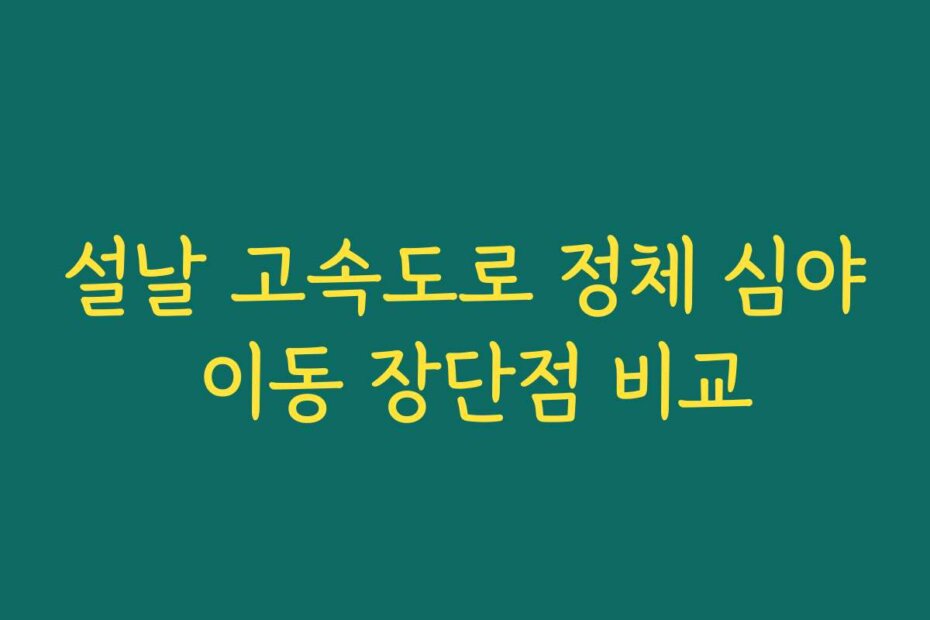 설날 고속도로 정체 심야 이동 장단점 비교