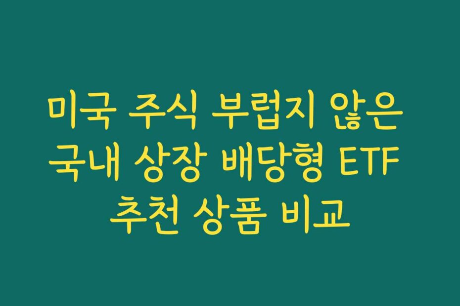 미국 주식 부럽지 않은 국내 상장 배당형 ETF 추천 상품 비교