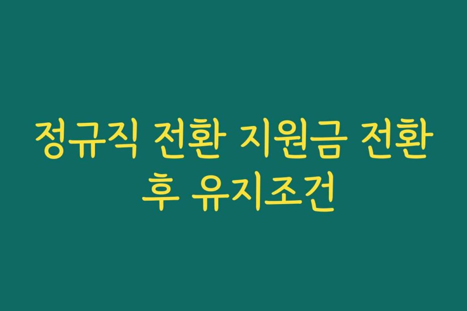 정규직 전환 지원금 전환 후 유지조건