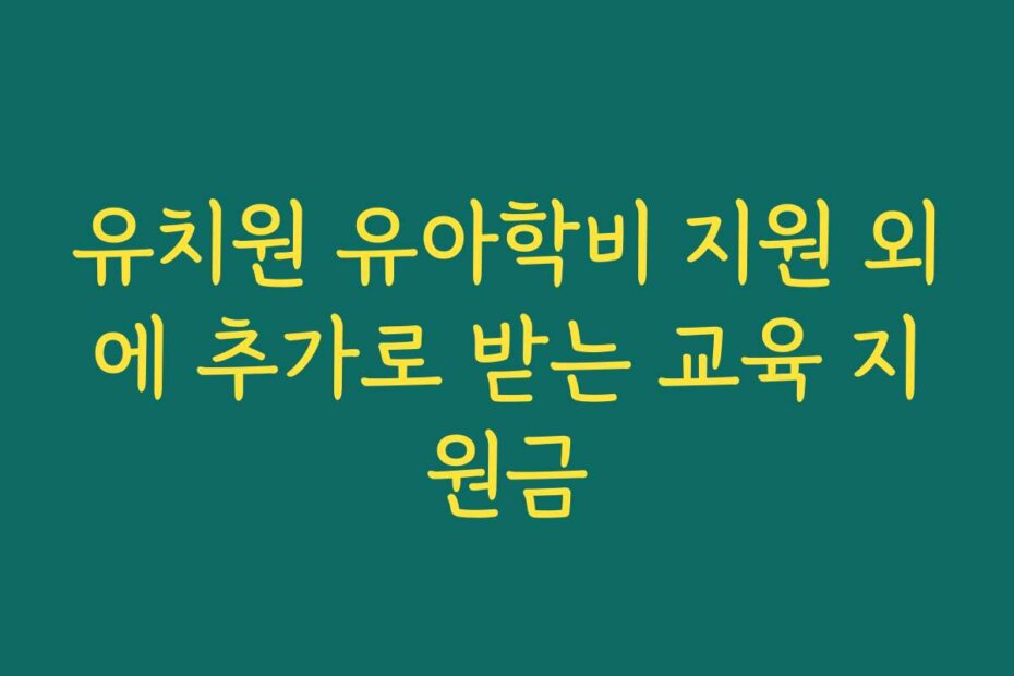 유치원 유아학비 지원 외에 추가로 받는 교육 지원금