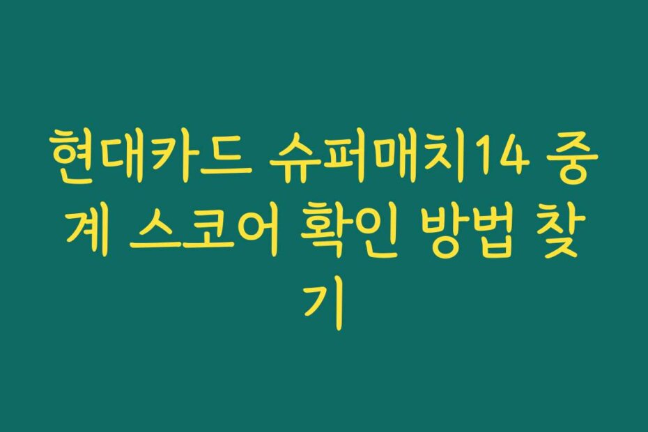 현대카드 슈퍼매치14 중계 스코어 확인 방법 찾기
