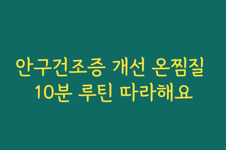 안구건조증 개선 온찜질 10분 루틴 따라해요