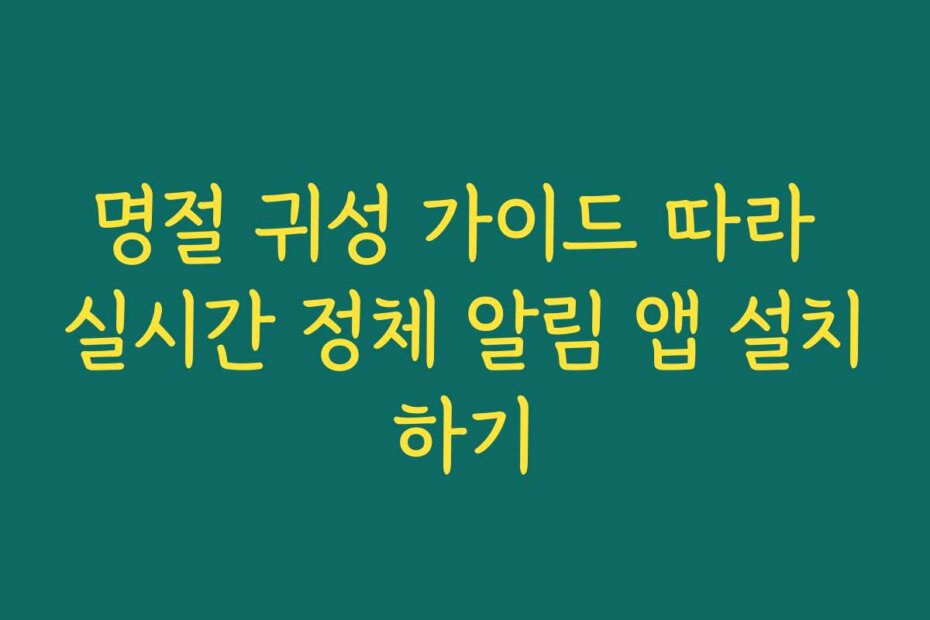명절 귀성 가이드 따라 실시간 정체 알림 앱 설치하기