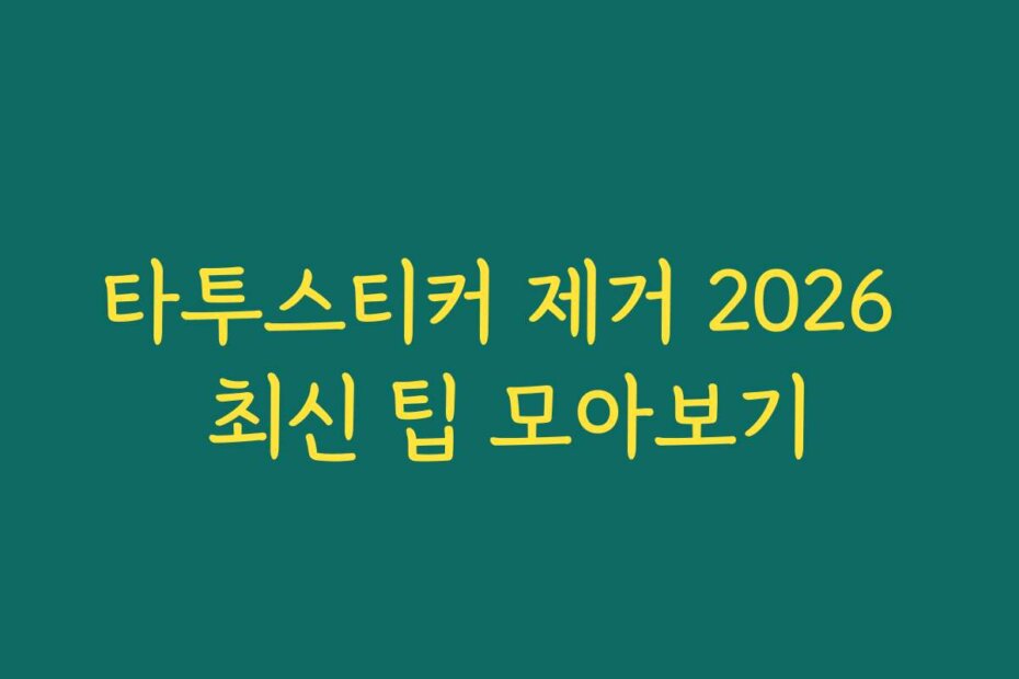 타투스티커 제거 2026 최신 팁 모아보기