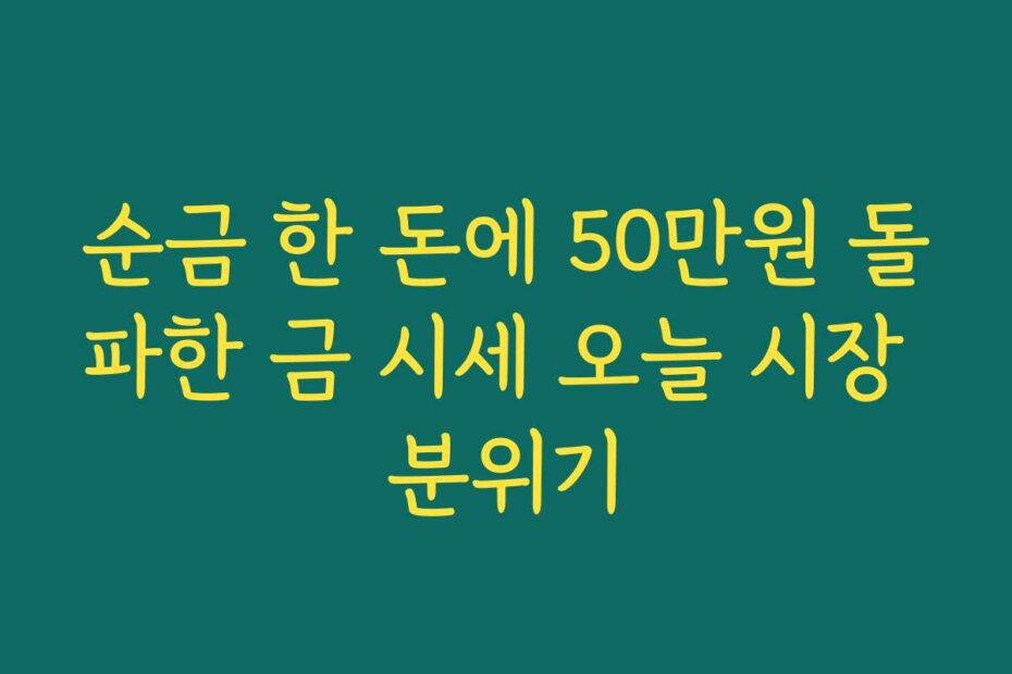 순금 한 돈에 50만원 돌파한 금 시세 오늘 시장 분위기