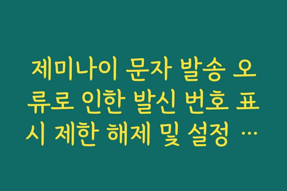 제미나이 문자 발송 오류로 인한 발신 번호 표시 제한 해제 및 설정 가이드