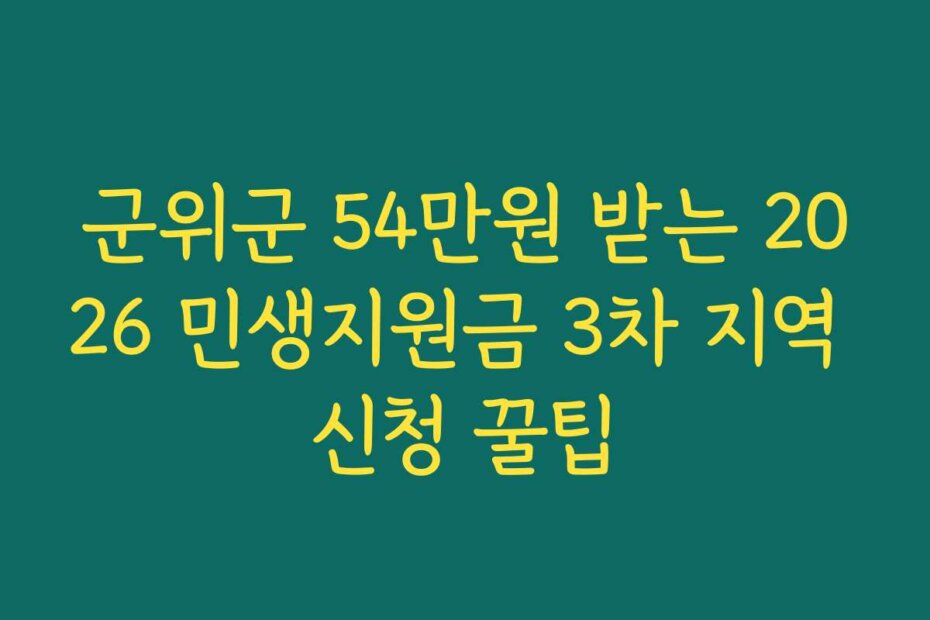 군위군 54만원 받는 2026 민생지원금 3차 지역 신청 꿀팁