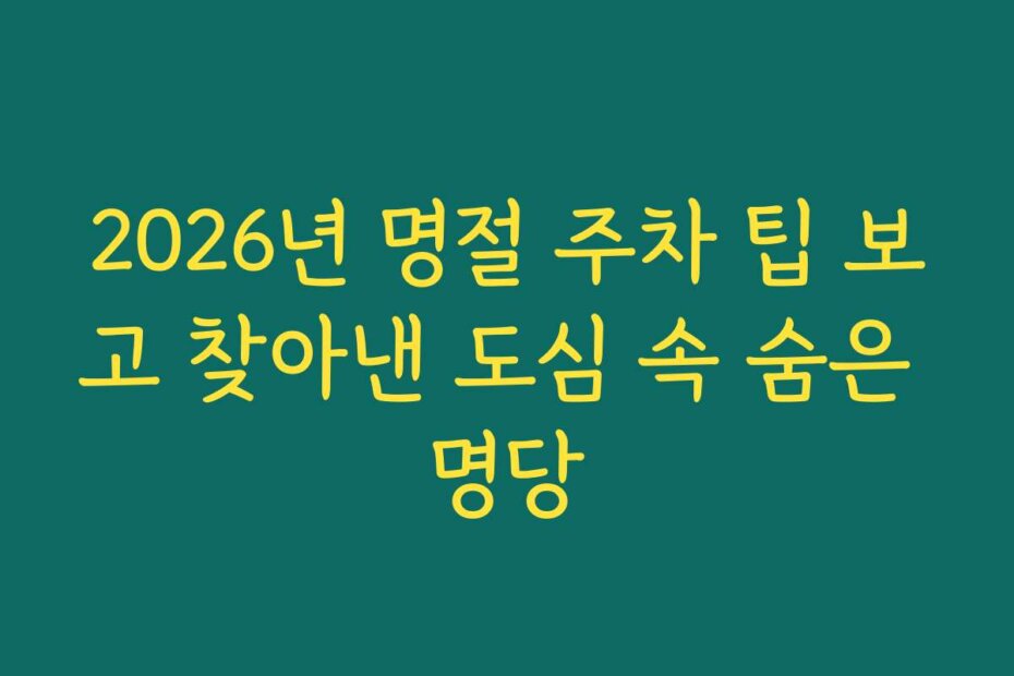 2026년 명절 주차 팁 보고 찾아낸 도심 속 숨은 명당