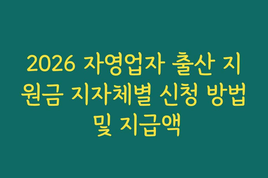 2026 자영업자 출산 지원금 지자체별 신청 방법 및 지급액